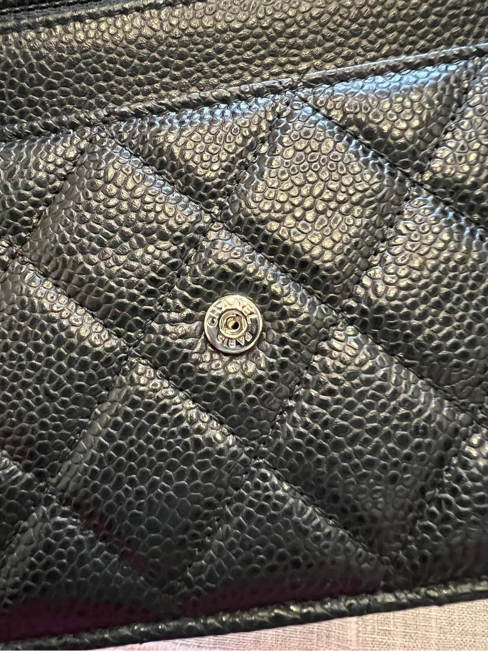 CHANEL Black Quilted Leather Caviar Chain WOC - Picture 6 of 6